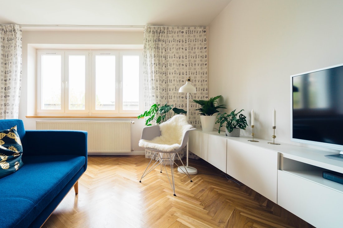 Bright living room in a new rental